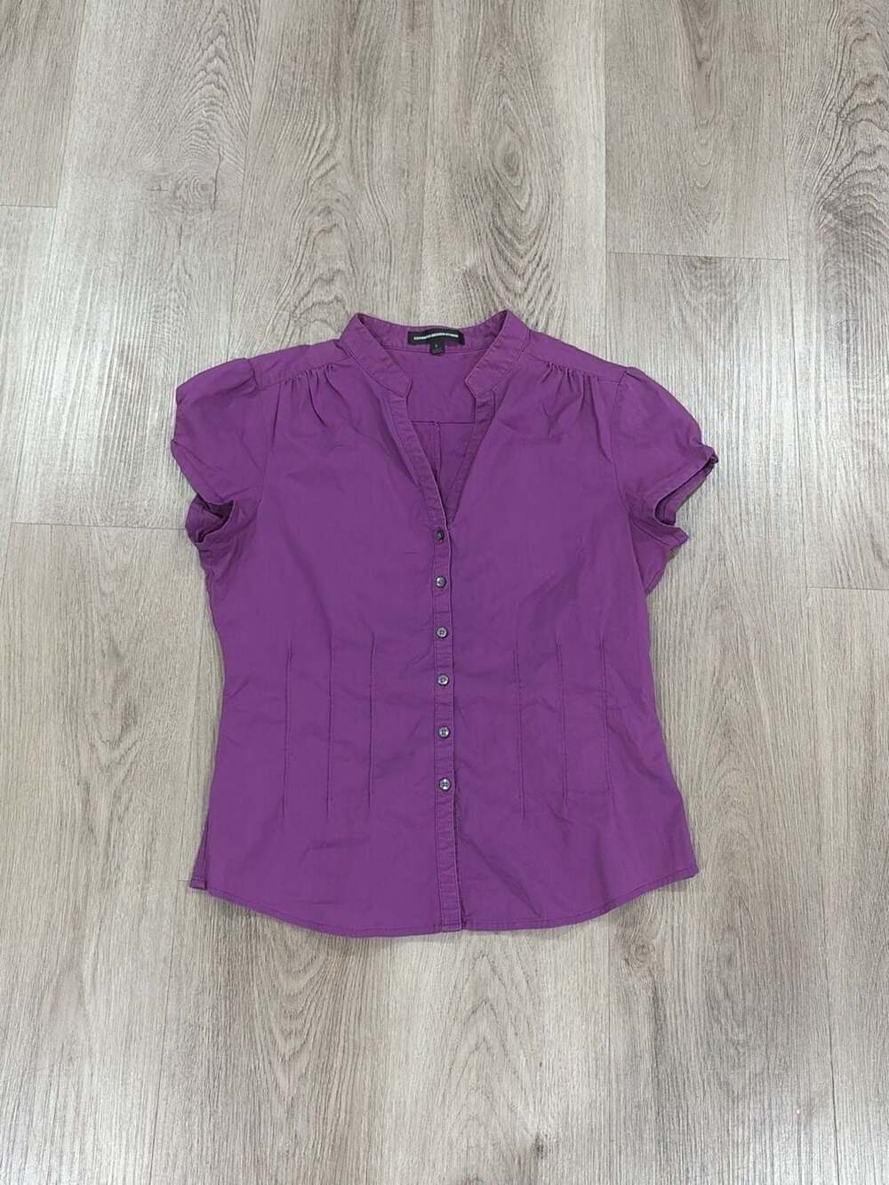 Express Design Studio Blouse Size S Purple Short Sleeve
